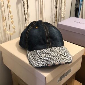 Blue Jean hat with rhinestones